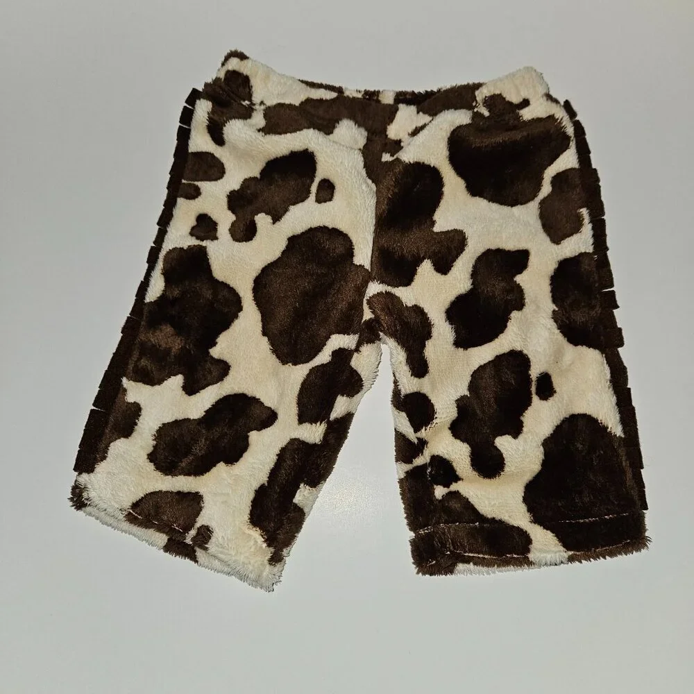 Old Navy Brown Cow Print SOFT Fleece Pants Baby Girl 0-3 Months Cowgirl Fringe